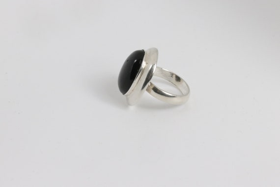 Antique Oval Onyx Ring-Sterling Silver - image 2