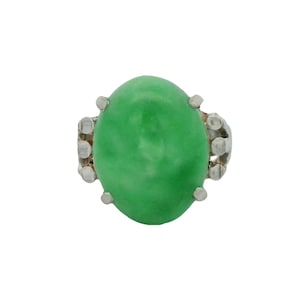 Jadeite Ring In 18k White Gold.