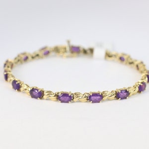 Amethyst Tennis Bracelet In 14K Yellow Gold
