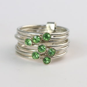 Green Peridot Stacking ring in Sterling Silver