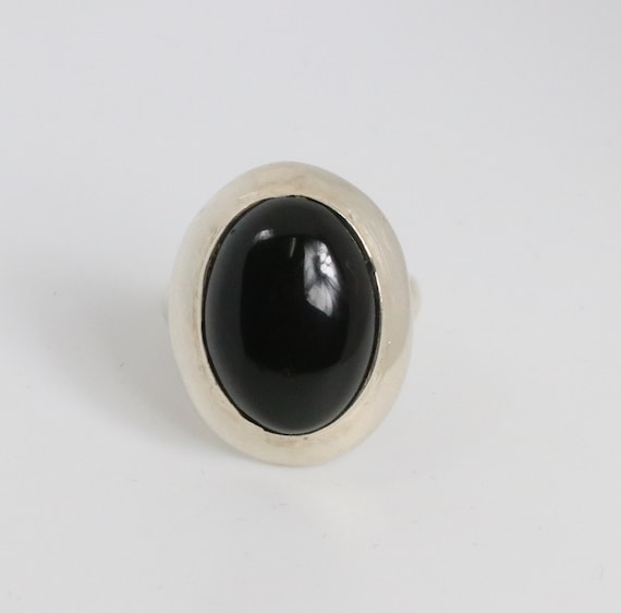 Antique Oval Onyx Ring-Sterling Silver - image 1