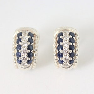 Huggie Hoop Earrings With Cubic Zirconia In Sterling Silver