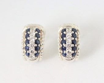 Huggie Hoop Earrings With Cubic Zirconia In Sterling Silver