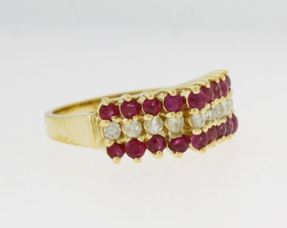 3/4 ct. Diamond Ruby Anniversary band 14k Gold - … - image 2