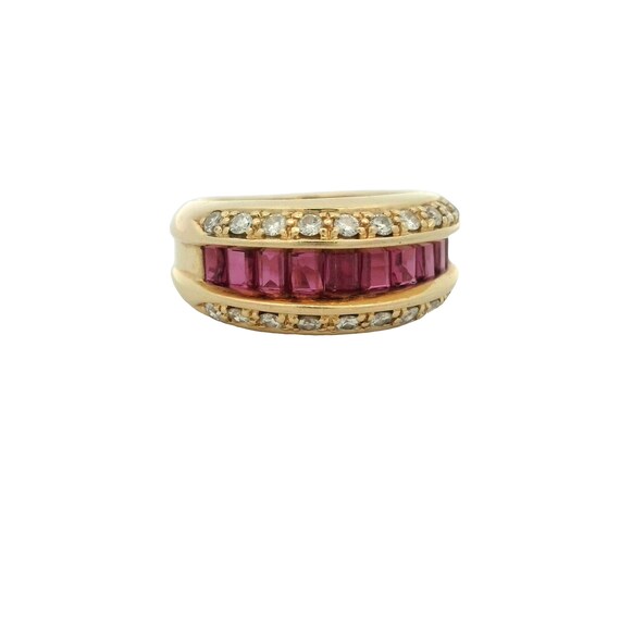 Vintage Channel Set Lab Created Ruby & Diamond Ri… - image 2