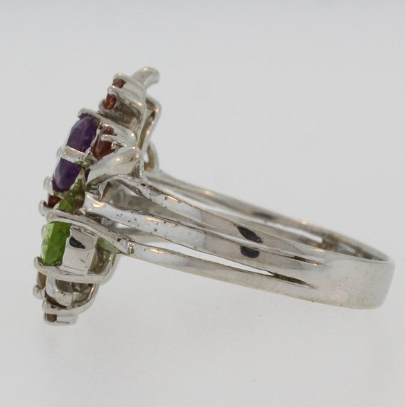 Multi-Color Stone Flower- Sterling Silver - image 4