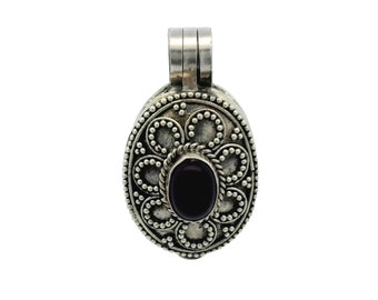 Vintage Amethyst Locket Pendant In 925 Sterling Silver