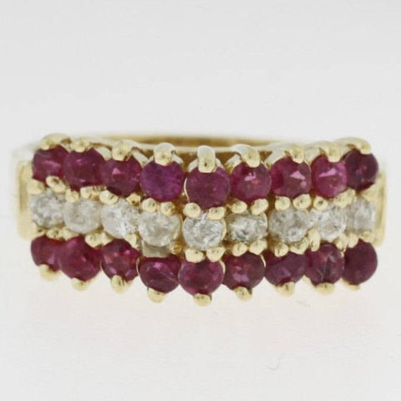3/4 ct. Diamond Ruby Anniversary band 14k Gold - … - image 1