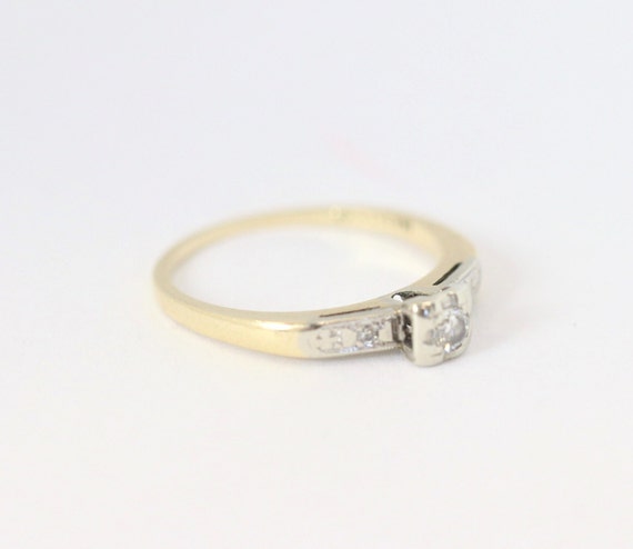 Vintage Diamond Ring In 14K Two-Tone Gold - image 1