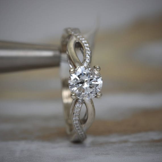 Twisted Solitaire Diamond Engagement Ring- 14k Wh… - image 8