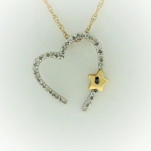 Diamond Open Heart Necklace - 14k White Yellow Gold