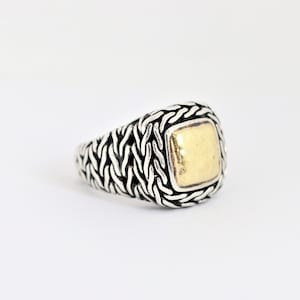 Vintage John Hardy Ring In Sterling Silver & 22K Yellow Gold