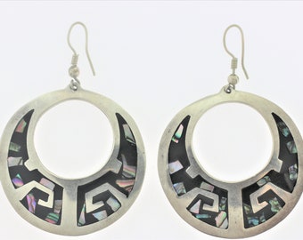Vintage Circular Dangle Earrings In Sterling Silver