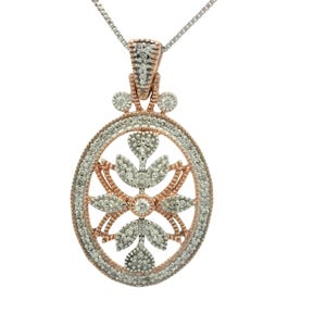 Diamond Pendant In 10k Rose and White Gold