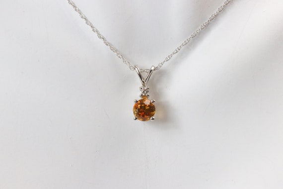 Round Citirne Diamond Necklace- 18k Gold Gemstone… - image 5