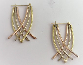 Three Color Drop rope Earrings- 14k Gold