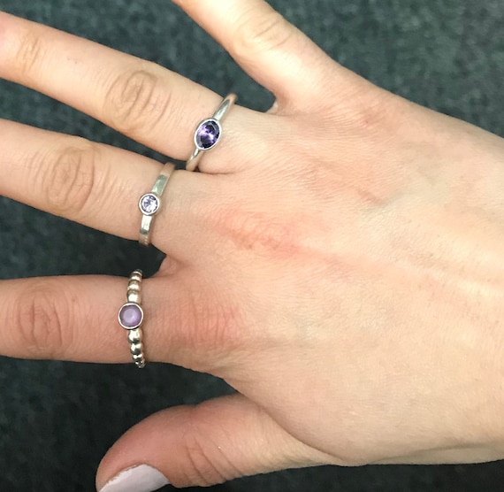 Bezel-Set Solitaire Round Amethyst Ring - image 5