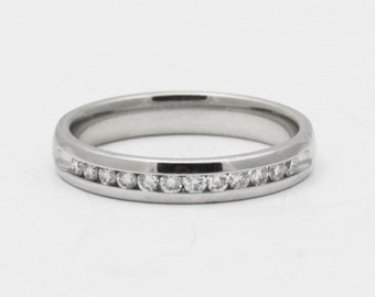 Channel Set Diamond Wedding Band - 14k White Gold Diamond Band