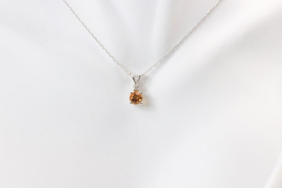 Round Citirne Diamond Necklace- 18k Gold Gemstone… - image 6