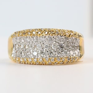 Diamond Encrusted Wedding Band- 14k Yellow Gold