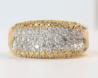 Diamond Encrusted Wedding Band- 14k Yellow Gold