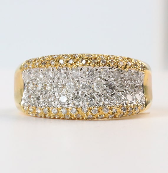 Diamond Encrusted Wedding Band- 14k Yellow Gold - image 1