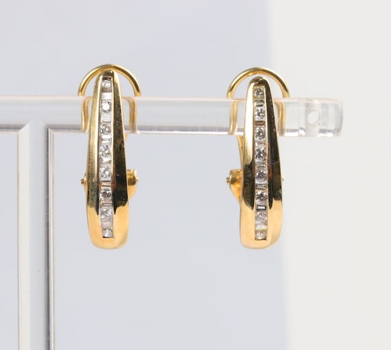 14k Diamond Hoop Earrings, 14k Diamond Hoop Earrings, Diamond Earrings
