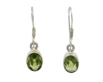 Peridot Dangle Earrings In Sterling Silver