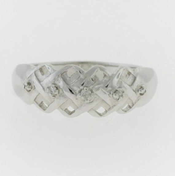 Basket Weave Diamond Ring-10k White Gold
