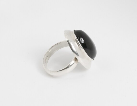 Antique Oval Onyx Ring-Sterling Silver - image 4