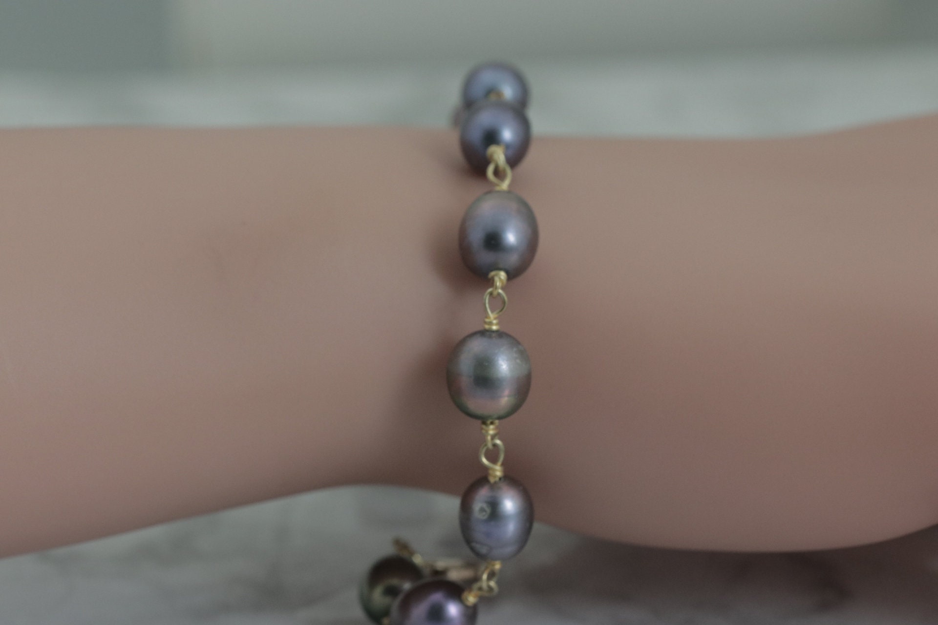 タヒチ養殖真珠ブレスレット スターリングシルバー 7-8 mm - Etsy 日本