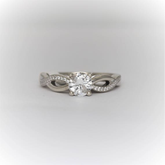 Twisted Solitaire Diamond Engagement Ring- 14k Wh… - image 2