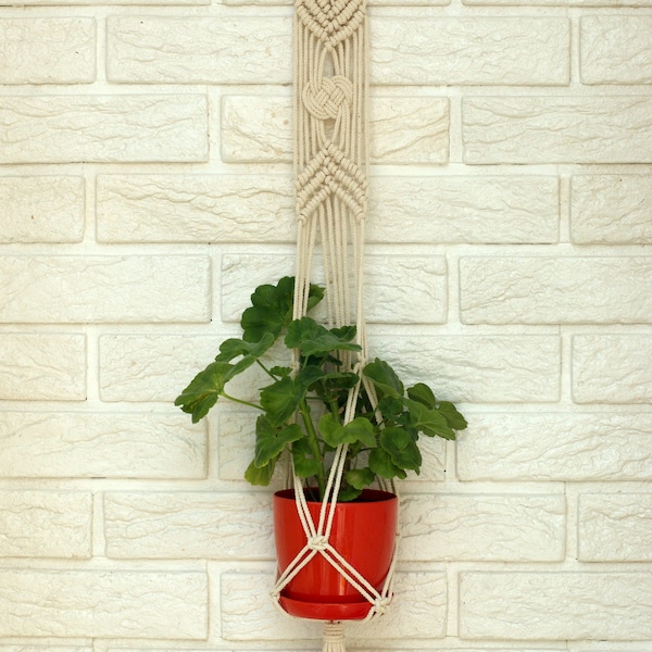 Planters COTTON Macrame Plant holder 4 mm cord Home decor Gift for her Unique gift Rustic decor Decoration Girlfriend gift Air plant holder