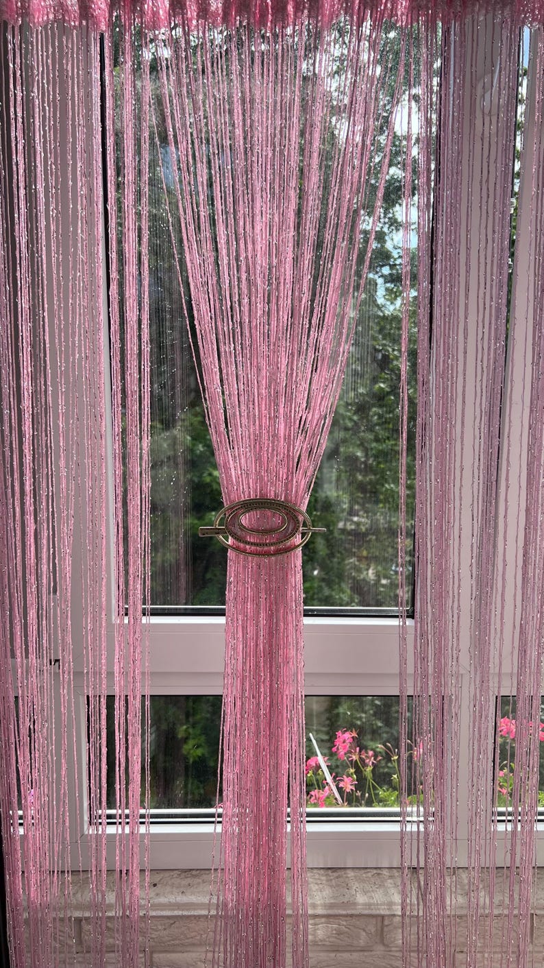 Thread curtains. Curtain with lurex 3mx2.8m. Door curtain. Window curtains window treatment Room divider curtain. Filament curtain. image 9