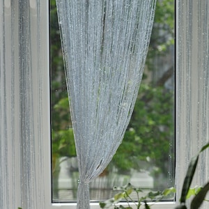 Thread curtains. Curtain with lurex 3mx2.8m. Door curtain. Window curtains window treatment Room divider curtain. Filament curtain. 8 Gray