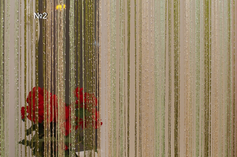 Thread curtains. Curtain with lurex 3mx2.8m. Door curtain. Window curtains window treatment Room divider curtain. Filament curtain. 2