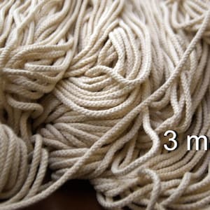 3mm Natural Cotton Macrame Cord: Braided Bulky Yarn