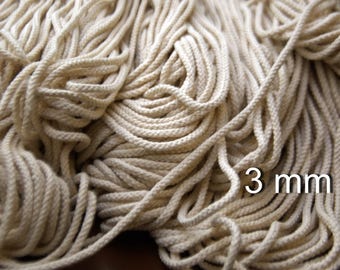 Cordon 3mm (1/8 po) en macramé naturel coton macramé coton encombrant fil tressé cordon pour cordon de coton naturel corde macramé en corde de coton