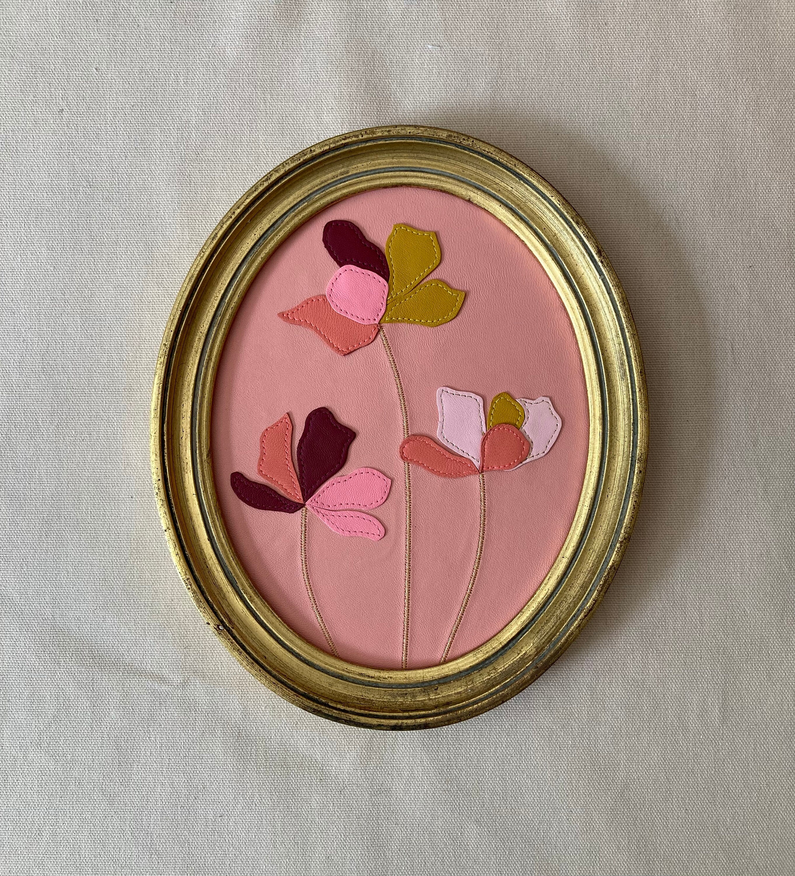 Tableau en Cuir Fleurs