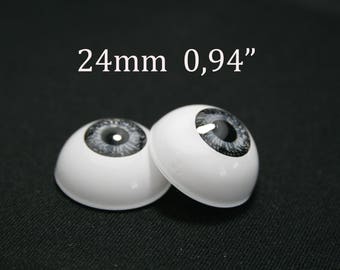 Eyes for the doll - 24 mm-15/16" - Gray - 1 pair - Eyes for the doll, Bjd eyes