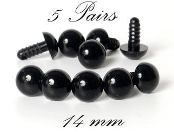 14mm 5 paar zwarte veiligheidsogen voor teddybeer pop pop amigurumi speelgoed knutselen hond kat dier