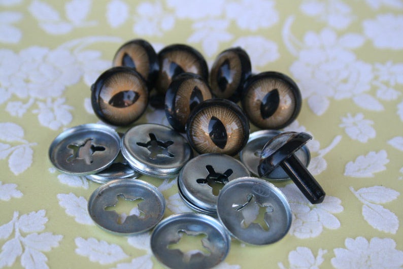 Safety eyes Light Brown 14 mm for plush animal amigurumi bear cat dog plastic eyes