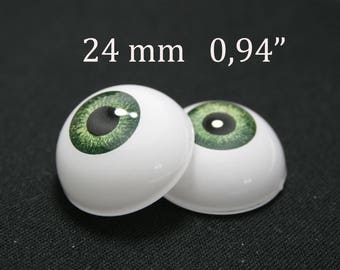 Reborn eyes 24 mm-15/16" - Green - 1 pair - Eyes for the doll, Bjd eyes