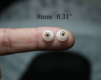Eyes for doll 8 mm, a pair, eyes for reborn, BJD dollfie, eyes for dolls, eyes toys ooak