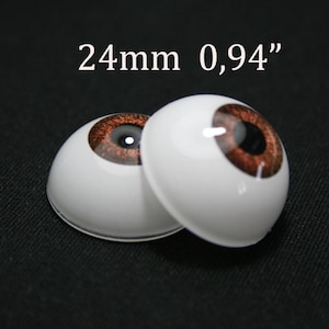 Bjd eyes 24 mm-15/16&quot; - Light Brown - 1 pair - Eyes for the doll, eyes reborn dollfie ooak