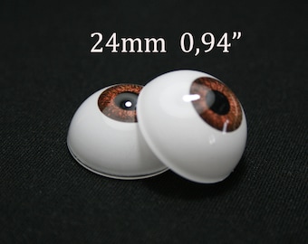 Bjd ojos 24 mm-15/16" - Marrón Claro - 1 par -  Ojos para la muñeca, ojos reborn dollfie ooak
