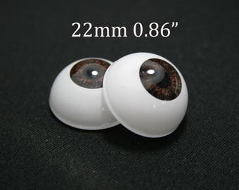 Reborn eyes 22 mm/0,86" - Brown - 1 pair - Eyes for the doll, Bjd eyes