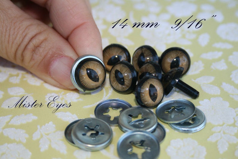 Safety eyes Light Brown 14 mm for plush animal amigurumi bear cat dog plastic eyes