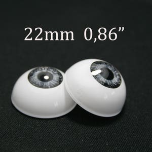 Reborn eyes 22 mm/0,86&quot; - Gray - 1 pair - Eyes for the doll, Bjd eyes