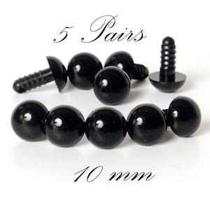 occhi di sicurezza di 10 mm 5 paia nero per bambola bambola amigurumi mestieri cane gatto animali giocattolo Teddy bear